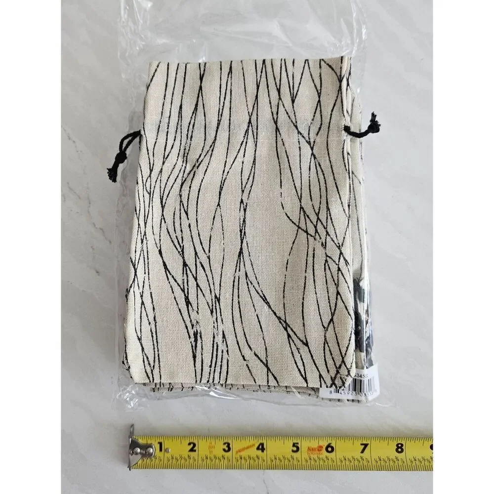 Beige and Black Drawstring Pouch Set Of 20 Medium Size